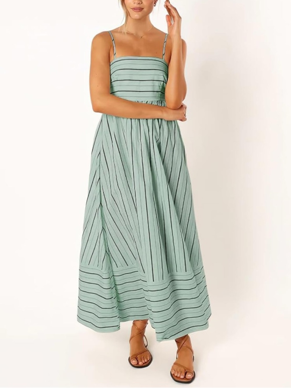 Mint Green Stripe Spaghetti Strap Maxi Dress - Women - Picture 5 of 5